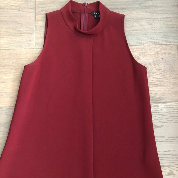 Theory Talniza Admiral Crepe Mock Hi Neckline Top Burgundy Red Sz Petite - XS - Picture 2 of 12